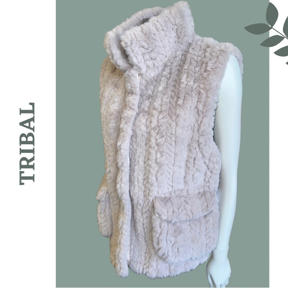 Tribal Faux Fur Vest Large Pink Plush Layering Jacket - Picture 7 of 13